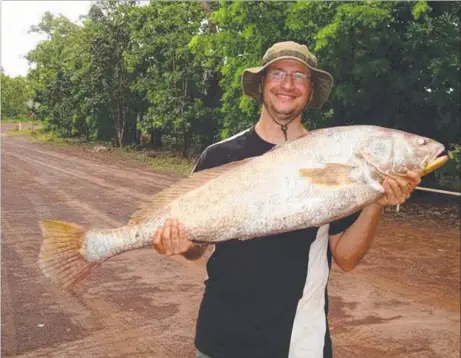  ??  ?? Willy De Mattia from Italy with a 10.5kg jewfish caught at Ruby Island, fishing out of Leaders Creek Fishing Base