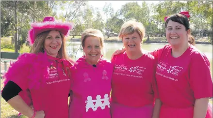  ??  ?? PRETTY IN PINK: From left, Janine English, Roady Mckinnon, Lesley Schuller and Jackie Exell prepare for Horsham’s 10th annual Mother’s Day Classic on Sunday, setting off from Sawyer Park soundshell at 8.15am.
Picture: LOTTE REITER