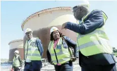  ?? Picture: FREDLIN ADRIAAN ?? SITE VISIT: Deputy trade and industry minister Fikile Majola, Orion Engineered Carbons (OEC) managing director Nomfundo Faltein and finance MEC Mlungisi Mvoko at the Coega SEZ yesterday