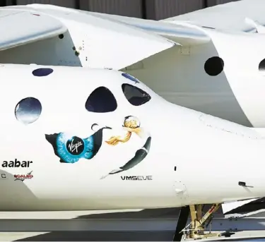  ??  ?? Above The cockpit of VMS Eve (named after Richard Branson’s mother), featuring Virgin’s Galactic Girl symbol. Right VSS Unity, the craft in which space tourists will eventually travel. Opposite, clockwise from top left Elon Musk’s Spacex rocket, Falcon 9, and Dragon spacecraft launch in April last year; Virgin Galactic’s chief pilot Dave Mackay; a close-up of VSS Unity