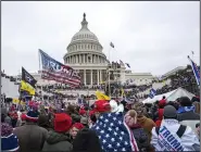  ?? (AP/Jose Luis Magana) ?? Rioters loyal to then-President Donald Trump rally at the U.S. Capitol in Washington on Jan. 6, 2021.