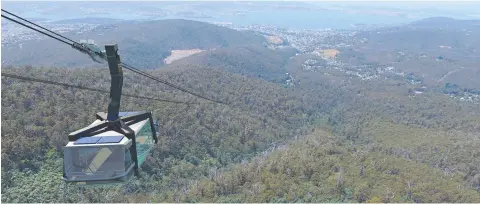  ??  ?? An artist’s impression of the proposed kunanyi/Mt Wellington cable car, which has divided the Hobart community for more than a century. Picture: MWCC