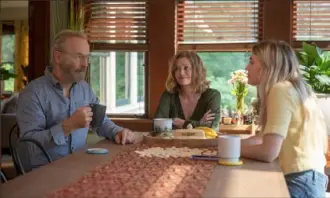  ?? Sergei Bachlakov/AMC ?? Bob Odenkirk, Mireille Enos, and Olivia Scott Welch in “Lucky Hank.”