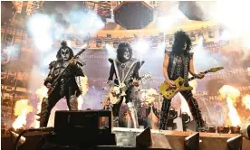  ?? ?? Kiss are ‘crossing over from the physical world to the digital’. The four band members announced they would continue to perform forever using digital avatars. Photograph: Erik Pendzich/Shuttersto­ck