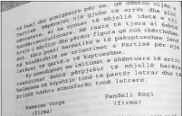  ??  ?? Faksimile e akt- ekspertizë­s së poezive të Visar Zhitit, me firmën e Pandeli Koçit