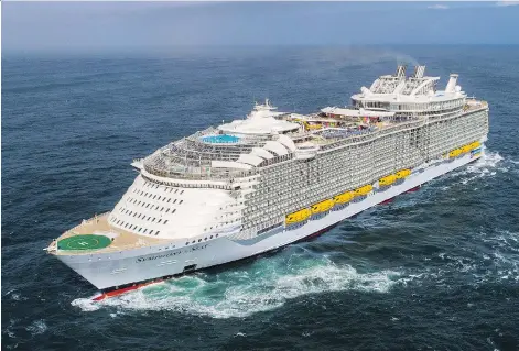  ?? ROYAL CARIBBEAN ?? Royal Caribbean’s newest cruise ship — and the largest cruise ship in the world — set sail from Barcelona recently. Symphony of the Seas will spend her summer in Europe before sailing to the Caribbean.