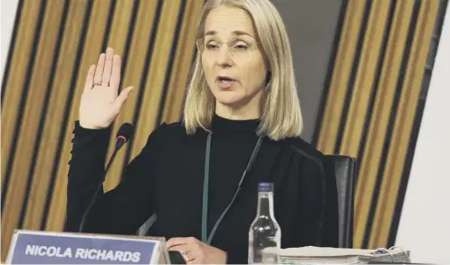  ??  ?? 0 Nicola Richards, the director of people at the Scottish Government, giving evidence to the committee