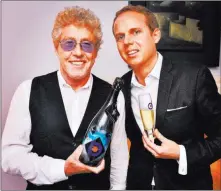  ??  ?? Eminent Life Roger Daltrey and Eminent Life CEO Jerome Jacober display Champagne Cuvee Roger Daltrey. A percentage of the wine’s proceeds benefit Teen Cancer America.