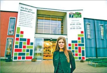  ?? AFP ?? Former mall manager Anna Bergstrom stands in front of ‘ReTuna’ complex, the world’s first second-hand shopping center in Eskilstuna, Sweden.