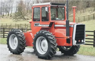  ?? ?? ON PARADE: Main picture top, some of the 40 tractors being auctioned off in Skipton today; centre, the 1948 little grey Fergie; above, the expected top seller, a 1982 Massey Ferguson 1250.