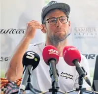  ?? ?? Mark Cavendish at yesterday’s announceme­nt.