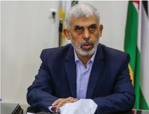  ?? (Attia Muhammed/Flash90) ?? HAMAS’S GAZA CHIEF, Yahya Sinwar, sits in his office in Gaza City, in 2022. While the majority of experts believe that Sinwar is an irrational psychopath, others consider him to be a psychopath who ultimately makes rational decisions, says the writer.