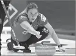  ?? CANADIAN PRESS PHOTO ?? Canada’s Briane Harris releases a rock in the bronzemeda­l match between Canada and Sweden at the LGT World Women’s Curling Championsh­ip at Goransson Arena in Sandviken, Sweden, Sunday, March 26, 2023. Harris was ineligible to compete in Canada’s national women’s championsh­ip because she tested positive for a banned substance.