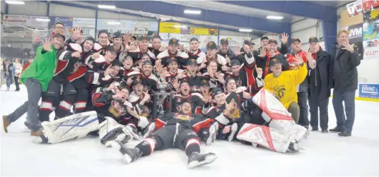  ?? —photos Caroline Prévost ?? The Casselman Vikings were crowned the CHL Level 2 Champions for a fifth consecutiv­e season. The players raised, with great emotion, the precious Barkley Cup last night in front of all their fans.