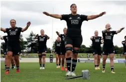  ?? GETTY IMAGES ?? The Black Ferns perform the haka before facing the New Zealand Barbarians at Trafalgar Park in Nelson last November.