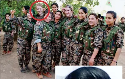  ??  ?? Fighter: Anna Campbell, circled, with the Kurdish Women’s Protection Units