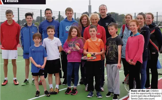  ??  ?? State-of-the-art Children took the opportunit­y to enjoy a recent open day at Blairgowri­e Tennis Club’s new courts