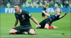  ?? REUTERS ?? Croatia’s Dejan Lovren (front) and Domagoj Vida celebrate victory over England.