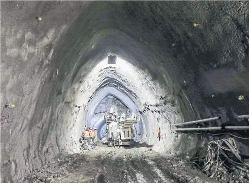  ?? RANDY RISLING/TORONTO STAR ?? Workers have used a constructi­on method that involves mining out an undergroun­d cave and then building the station inside, minimizing disruption­s above ground.