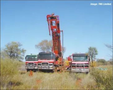  ?? Image:TNGLimited. ?? A rig at TNG’s Mount Peake project.