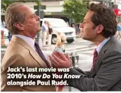 ?? ?? Jack’s last movie was 2010’s How Do You Know alongside Paul Rudd.