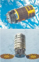  ?? /NASA, ROSCOSMOS Y JAXA ?? Los cargueros Progres y HTV Kounotori (arriba), y abajo: Dragón y Cygnus