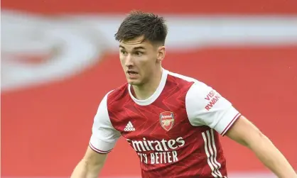  ??  ?? Kieran Tierney in action for Arsenal against Sheffield United before the internatio­nal break. Photograph: Stuart MacFarlane/Arsenal FC/ Getty Images