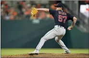  ?? JULIO CORTEZ — THE ASSOCIATED PRESS ?? Shane Bieber throws delivers against Orioles June 3.