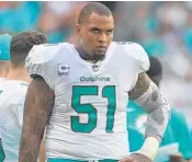  ?? JIM RASSOL/TNS ?? Center Mike Pouncey says it’s nothing new to be tagged responsibl­e for getting the line going. He says he leads by just being himself and working hard.