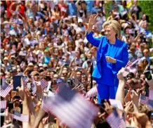  ??  ?? FROM FAR LEFT: Hillary with husband Bill the day after her defeat; at a campaign rally in 2015. BELOW: With Donald Trump at a debate.