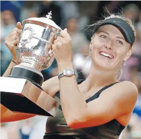  ?? AP FOTO ?? EXTENDED REST. Maria Sharapova, who hasn’t competed since January, will be missing the French Open due to her surgically repaired right shoulder.