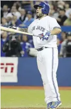  ??  ?? Dioner Navarro rejoined the Jays in Baltimore on Monday. TOM SZCZERBOWS­KI/GETTY IMAGES