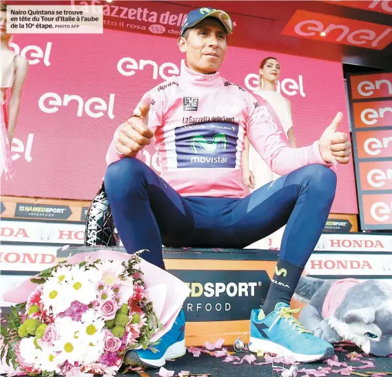  ??  ?? Nairo Quintana se trouve en tête du Tour d’Italie à l’aube de la 10e étape.