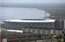  ??  ?? This photo taken on Tuesday, May 8, 2018, shows view on the new the World Cup stadium in Volgograd, Russia. The stadium will hold group-stage games at the World Cup. Photo: AP