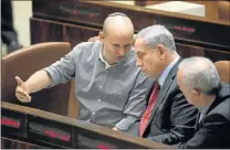  ?? Picture: EPA ?? SEEKING PARTNERS: In this 2014 file picture Israeli Prime Minister Benjamin Netanyahu, centre, and Economy Minister Naftali Bennett, left, attend a vote at the Knesset, the Israeli parliament, in Jerusalem