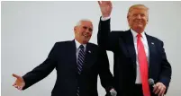  ??  ?? REPUBLICAN PRESIDENTI­AL CANDIDATE Donald Trump and Vice Presidenti­al Candidate Mike Pence share the stage at a campaign event in Roanoke, Virginia in July.