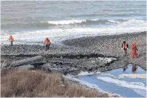  ?? TIM KROCHAK • THE CHRONICLE HERALD ?? Searchers scour the shore near Parkers Cove on Wednesday.