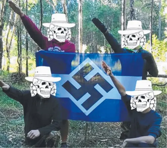  ?? Picture: TWITTER/ANTIPODEAN RESISTANCE ?? Neo nazi group the Antipodean Resistance has hosted a secret resistance camp on the Sunshine Coast.