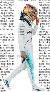  ??  ?? Furious: Lewis Hamilton was left 14 points adrift of Sebastian Vettel, but might have won but for a headrest problem