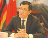  ??  ?? Chinese Ambassador to Zimbabwe, Mr Guo Shaochun, addresses the media in Harare yesterday