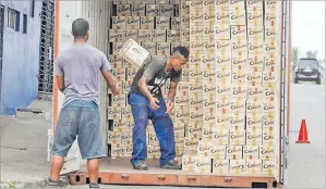  ?? Picture: ELIKI NUKUTABU ?? Workers unload goods from a container. Businesses should ensure they have adequate amount of goods in stock or have the capacity to deliver the services being requested by consumers prior to committing to supply the same.