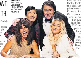  ??  ?? JUDGES
Ken Jeong, Jonathan Ross, Davina McCall and Rita Ora