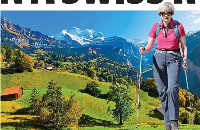  ??  ?? Wonderful wandering: The Bernese Oberland and (inset) Theresa May hiking in the Swiss Alps