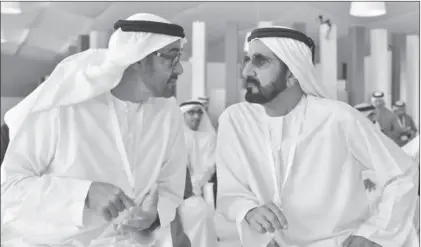  ??  ?? Shaikh Mohammed bin Rashid Al Maktoum (right) with Shaikh Mohammed bin Zayed.