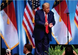  ?? Photo: Nampa/AFP ?? Felony charges… Last weekend, Trump appeared before two state Republican convention­s in Georgia and North Carolina.