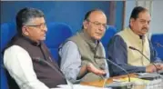  ?? SONU MEHTA/HT PHOTO ?? (From left) Law minister Ravi Shankar Prasad and finance minister Arun Jaitley in New Delhi on Wednesday.