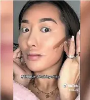  ?? — xthuyle/tiktok ?? A simple piece of tape is now enough to contour successful­ly, minimising one’s so-called ‘defects’ while sculpting different areas of the face.