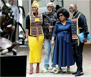  ?? Picture: MASI LOSI ?? ARTS LEGENDS: Media personalit­y Unathi Nkayi, left, with Dr John Kani, Lilian Dube and Thebe Ikalafeng, at the official launch of the inaugural Cultural and Creative Industry Awards (CCIAs) yesterday