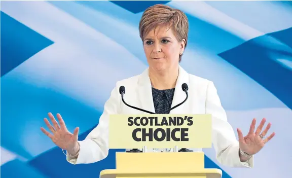  ?? Picture: PA. ?? First Minister Nicola Sturgeon speaking during an event at the Ozone, Our Dynamic Earth, in Edinburgh.