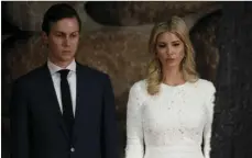  ??  ?? In this Tuesday photo, White House senior adviser Jared Kushner (left), and his wife Ivanka Trump watch during a visit by President Donald Trump to Yad Vashem to honor the victims of the Holocaust in Jerusalem. AP PHOTO/EVAN VUCCI